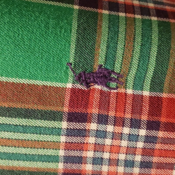 053 RALPH LAUREN Vintage Green Plaid Shirt sz XL Men's - Picture 2 of 3